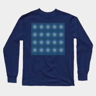 Flowers Pattern with a blue background Long Sleeve T-Shirt